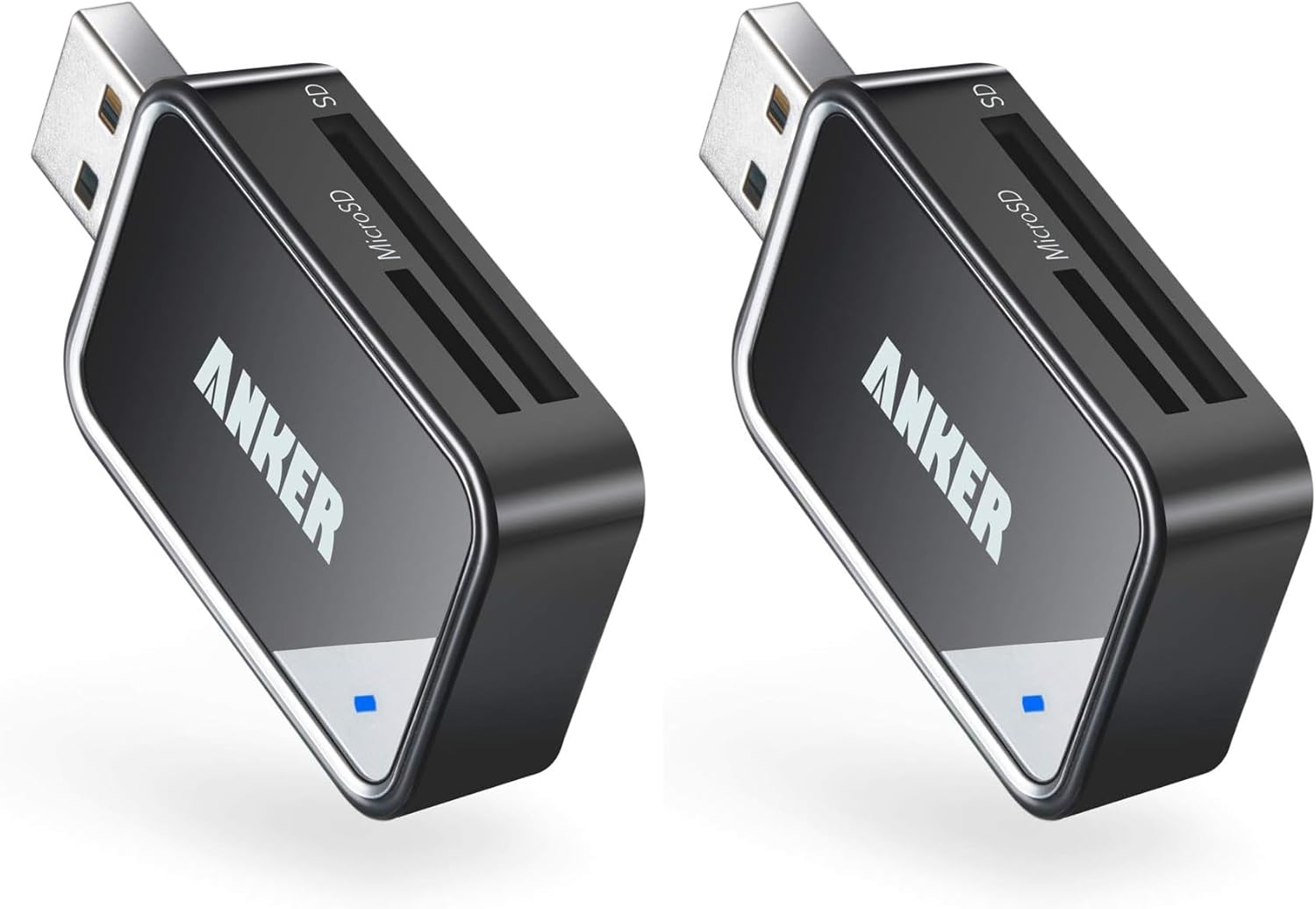 Anker USB 3.0 Micro SD Card Reader, 5Gbps 2-in-1 SD Card Reader to USB Adapter for SDXC, SDHC, MMC, RS-MMC, Micro SDXC, Micro SD, Micro SDHC, UHS-I Cards - USB A CardReader
