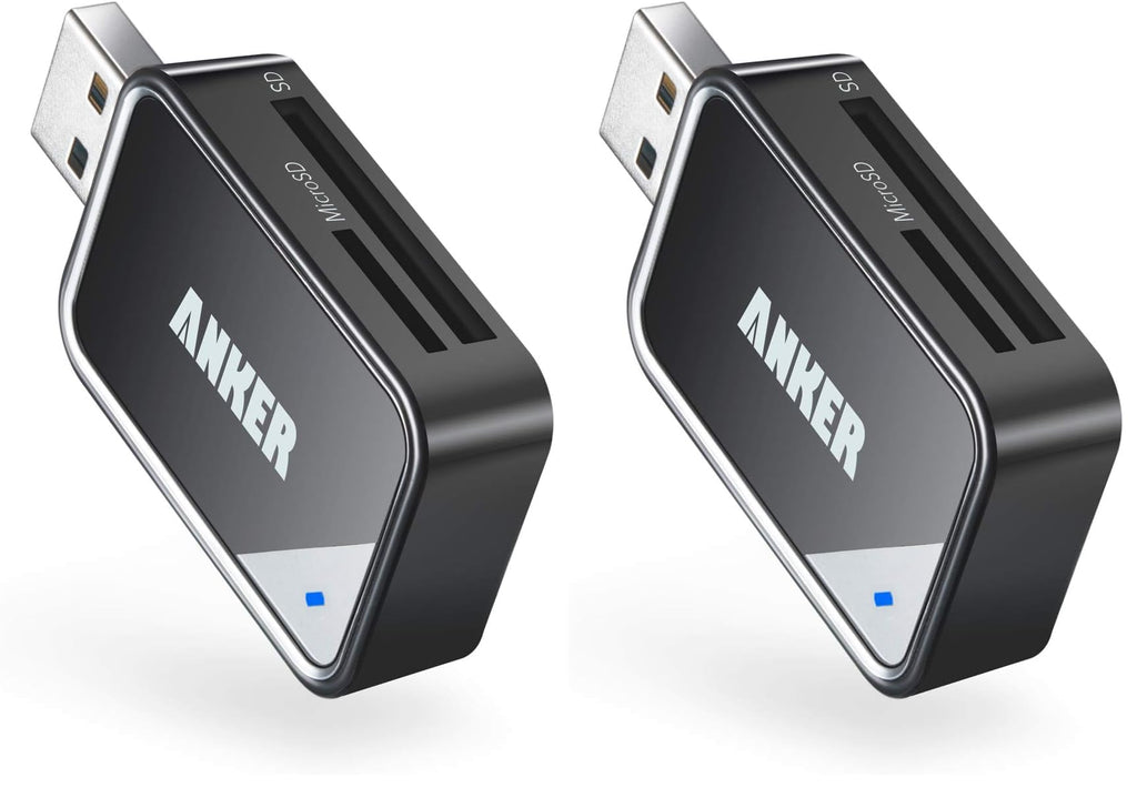Anker USB 3.0 Micro SD Card Reader, 5Gbps 2-in-1 SD Card Reader to USB Adapter for SDXC, SDHC, MMC, RS-MMC, Micro SDXC, Micro SD, Micro SDHC, UHS-I Cards - USB A CardReader