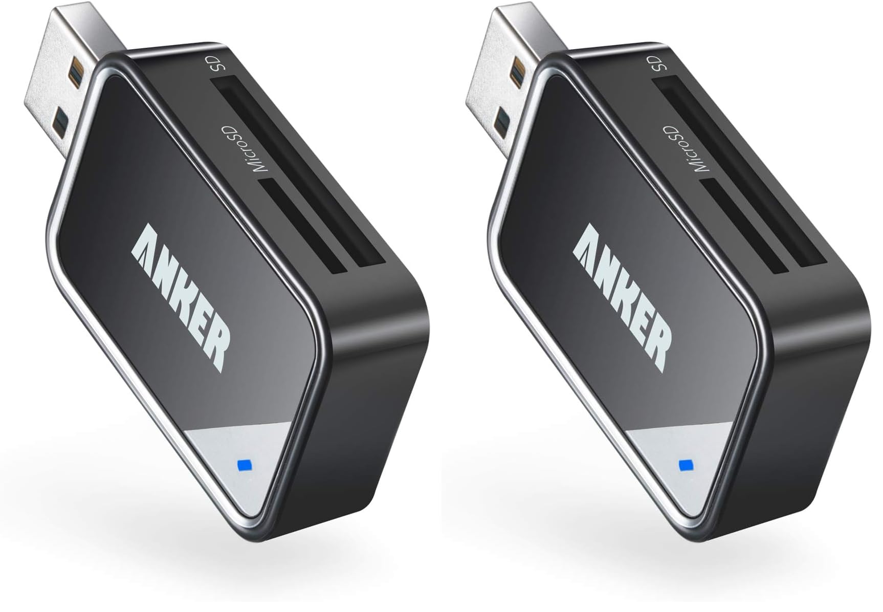 Anker USB 3.0 Micro SD Card Reader, 5Gbps 2-in-1 SD Card Reader to USB Adapter for SDXC, SDHC, MMC, RS-MMC, Micro SDXC, Micro SD, Micro SDHC, UHS-I Cards - USB A CardReader