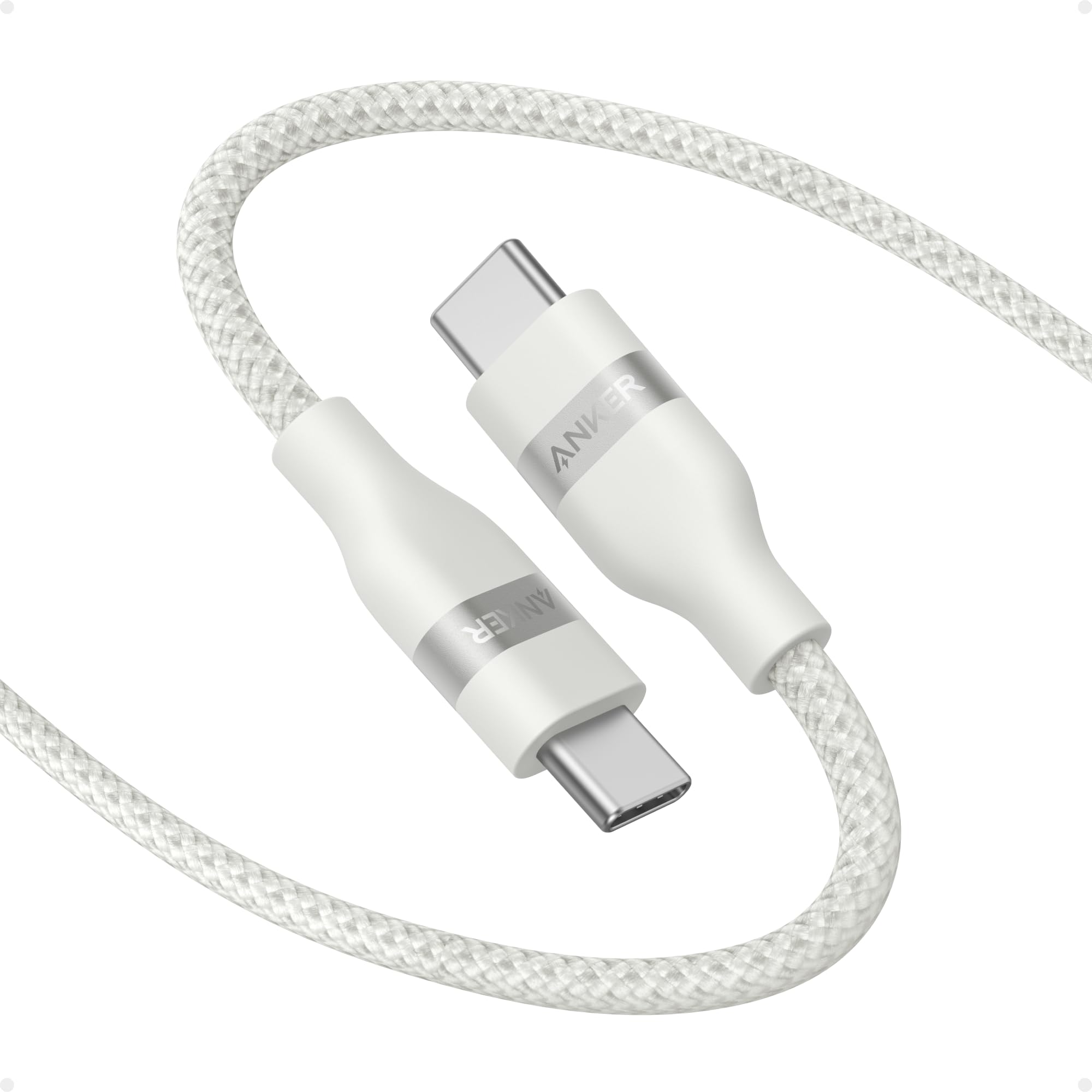 Anker Nano USB C Cable, 240W Flexible Multi-Color Braided Cord, Fast Charging Type C Charger for iPhone 17 Series, MacBook Pro and More (White, 6ft)