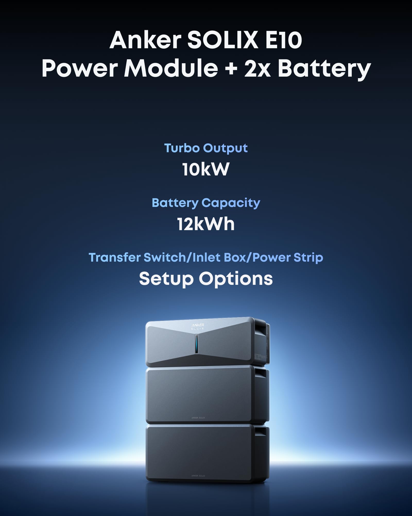 Anker SOLIX E10, Power Dock, 6kWh Battery, 200A Whole-Home Automatic Backup, ≤20ms Switchover, 9kW Solar, Reduce Bills, NEMA 4 & 3R, Up to 12-Month 0% APR