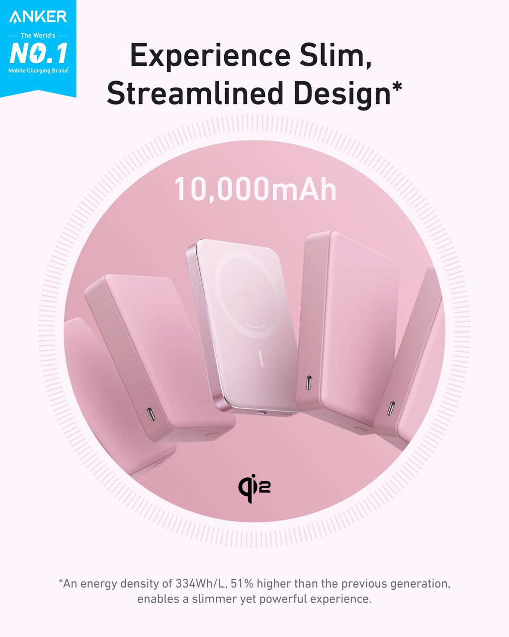 Anker MagGo Power Bank, Slim 10,000mAh Magnetic Battery Pack, Qi2 Certified 15W Ultra-Fast MagSafe Compatible Portable Charger, Ergonomic Design, for iPhone17/16/15/14 Series, and More