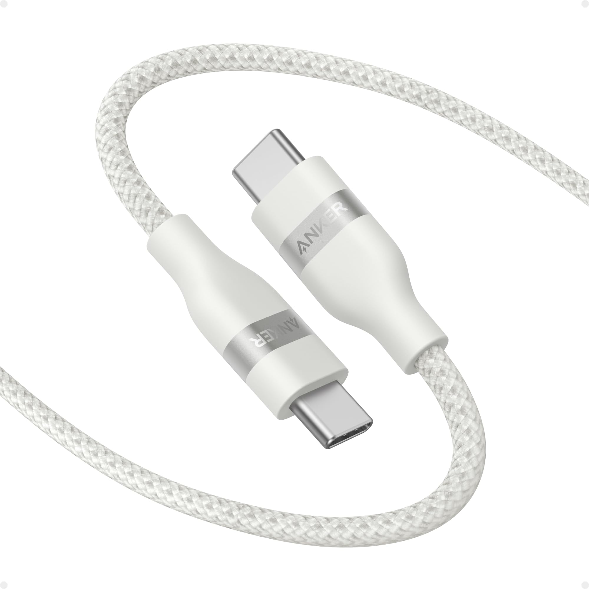 Anker Nano USB C Cable, 240W Flexible Multi-Color Braided Cord, Fast Charging Type C Charger for iPhone 17 Series, MacBook Pro and More (White, 6ft)