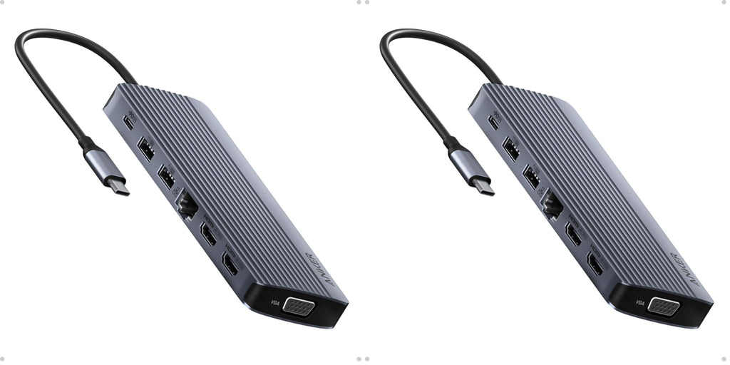 Anker Laptop Docking Station 3 Monitors, 14 in 1 USB C Hub, Triple Display USB C Docking Station with Dual 4K HDMI, 1080p VGA, 80W PD, USB-A/C Data Ports for Dell XPS and More (Charger not Included)
