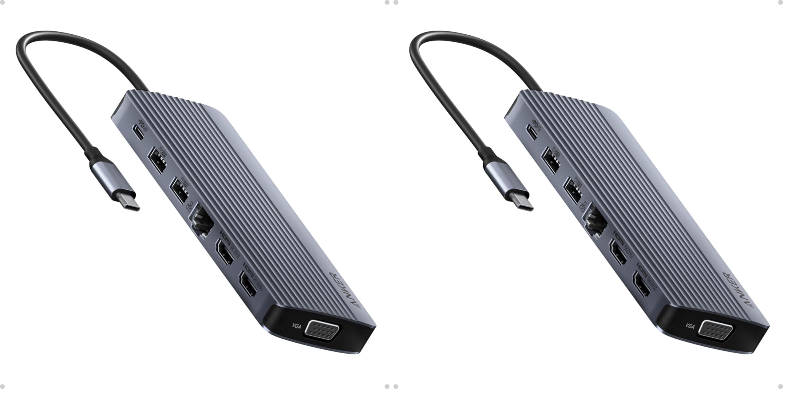 Anker Laptop Docking Station 3 Monitors, 14 in 1 USB C Hub, Triple Display USB C Docking Station with Dual 4K HDMI, 1080p VGA, 80W PD, USB-A/C Data Ports for Dell XPS and More (Charger not Included)