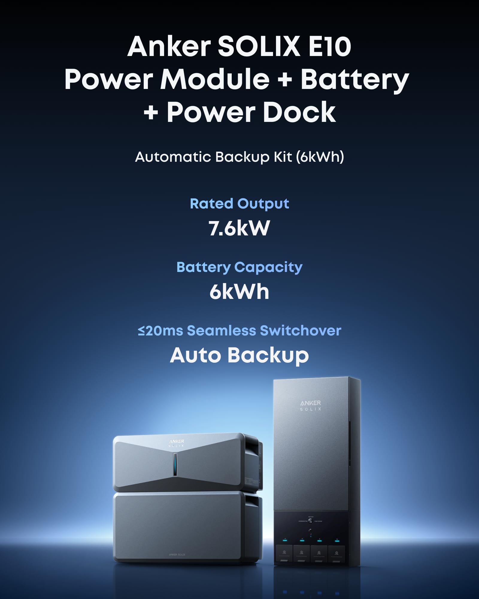 Anker SOLIX B6000 Battery Module for E10, 6kWh Expandable Capacity, Unlock 10kW Turbo Output, Automotive-Grade LFP Cells, 10-Year Lifespan, 4,000+ Cycles, UL 9540A Certified