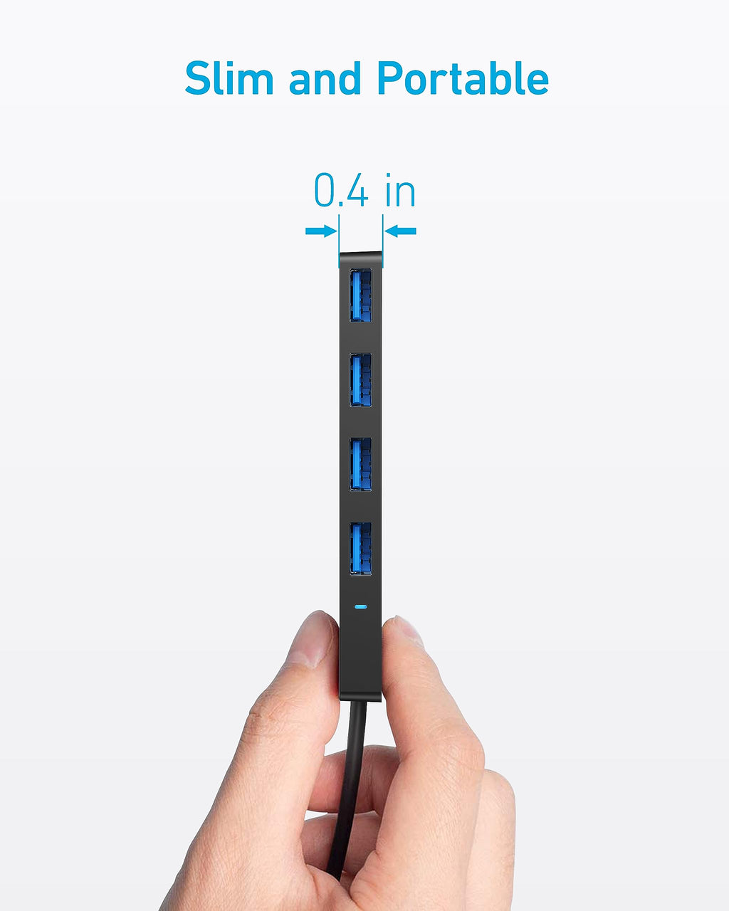 Anker USB Hub 4 Ports with 5Gbps Data Transfer, Multiple USB 3.0 Hub, USB Splitter for Laptop, Extender for A Port Laptop, PC, Desktop and More [Charging Not Supported](0.7 ft USB-A)