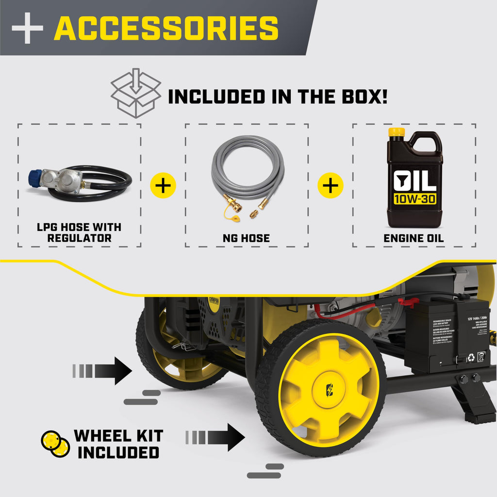 Champion Power Equipment 8125-Watt Electric Start Tri-Fuel Portable Generator with Free 3-Year Warranty