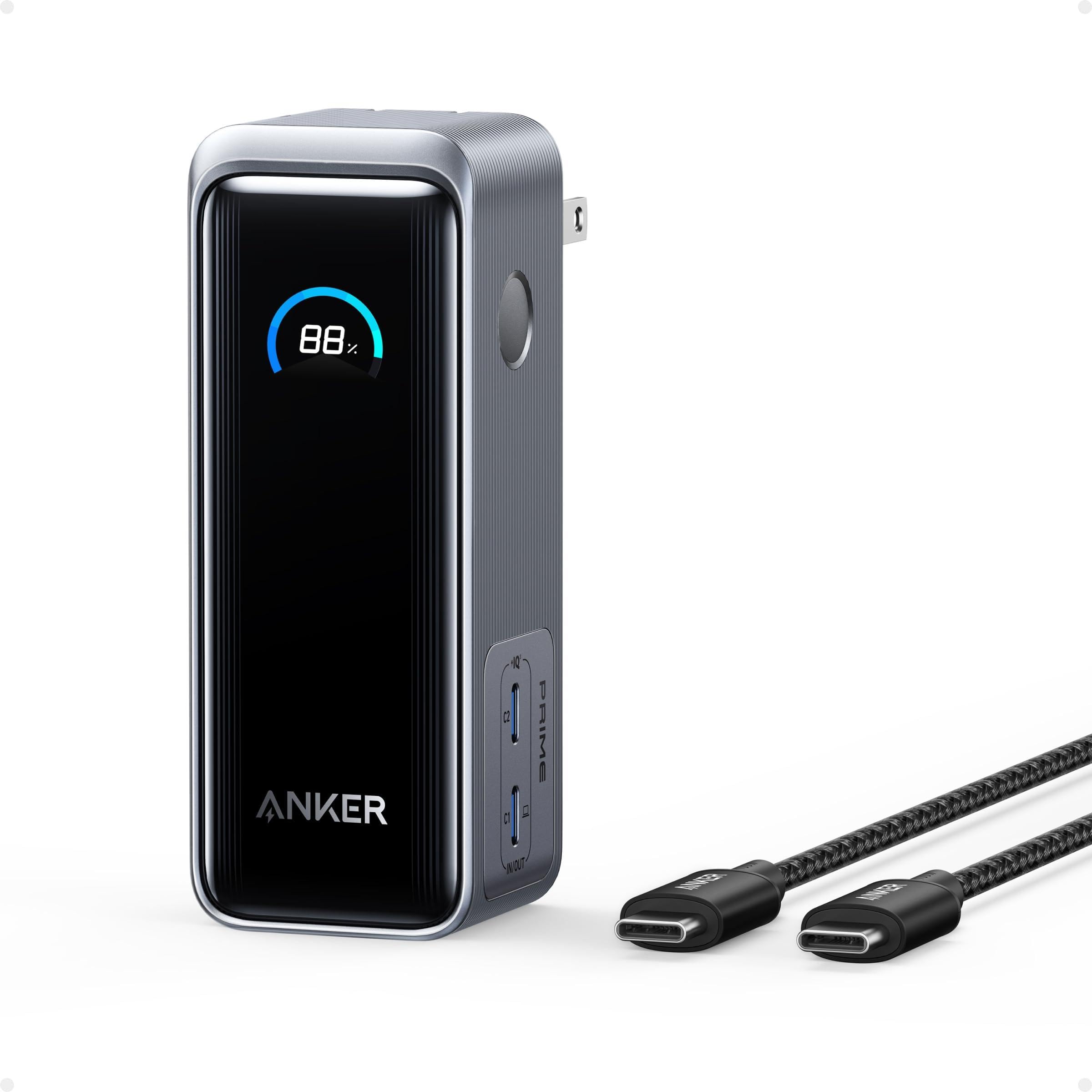 Anker Prime Power Bank, 9,600mAh Battery Pack with 65W Output Wall Charger, Supports PD 3.0 and PPS, 30W Fast Recharging, Sleek Portable Charger for MacBook Pro, iPhone 17/16 Series, Galaxy, iPad