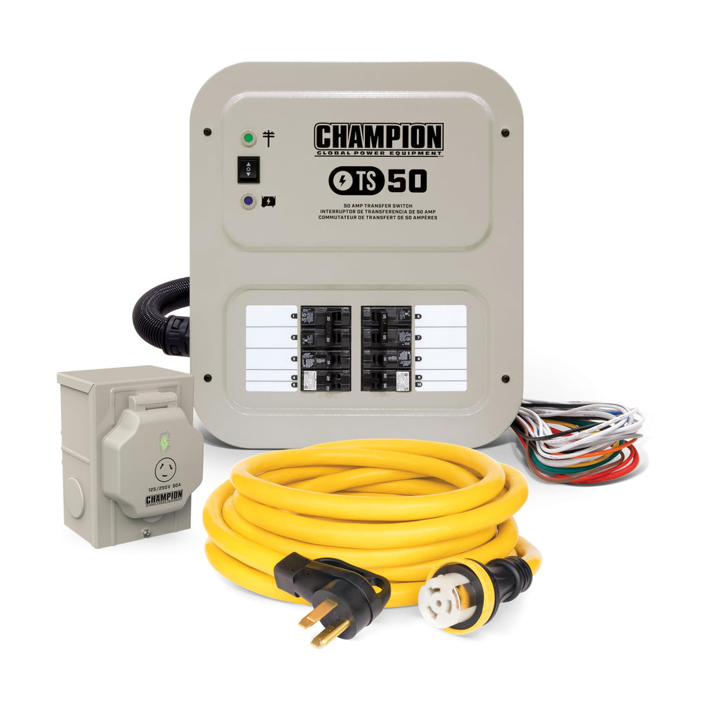 Champion Power Equipment 30-Amp Indoor-Rated Manual Transfer Switch with 25-Foot Generator Power Cord and Weather-Resistant Power Inlet Box
