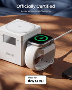 Anker 3-in-1 Cube Wireless Charger, MagSafe Charging Stand, 15W Foldable Fast Charging Station for iPhone 17/16/15, Apple Watch 1-8/Ultra, AirPods (Adapter Included, Non-Battery)