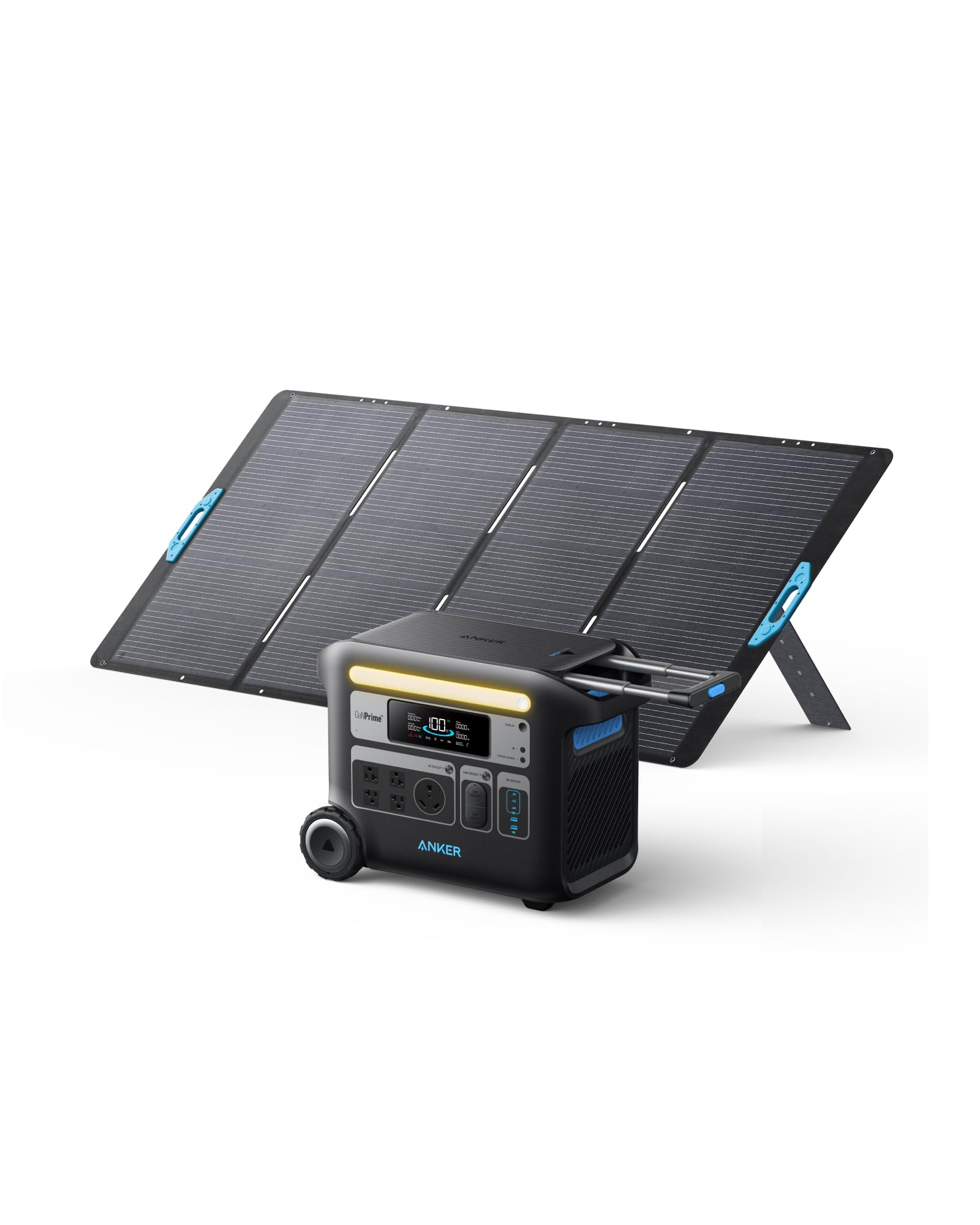 Anker SOLIX F2000 Portable Power Station, Powerhouse 767, 2048Wh GaNPrime Solar Generator with 100W Solar Panel, LiFePO4 Batteries, 4 AC Outlets Up to 2400W for Home, Power Outage, Outdoor Camping