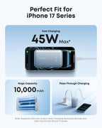Anker Nano Portable Charger, 45W 10000mAh with 2.3 ft Retractable Cable, Compact Power Bank, Travel Essential Phone Battery Pack for iPhone 17/16 Series, iPad, Galaxy, Pixel, and More
