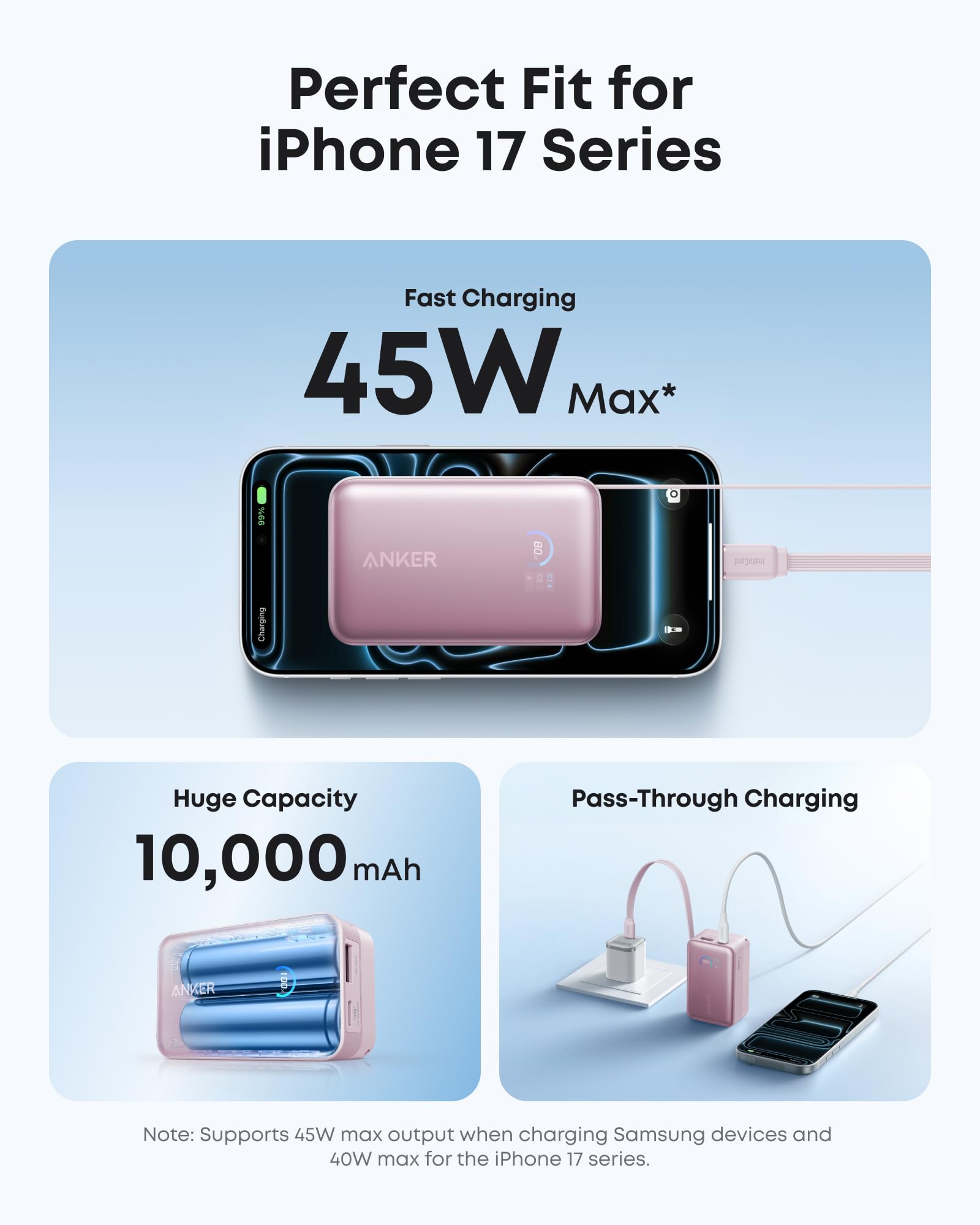Anker Nano Portable Charger, 45W 10000mAh with 2.3 ft Retractable Cable, Compact Power Bank, Travel Essential Phone Battery Pack for iPhone 17/16 Series, iPad, Galaxy, Pixel, and More
