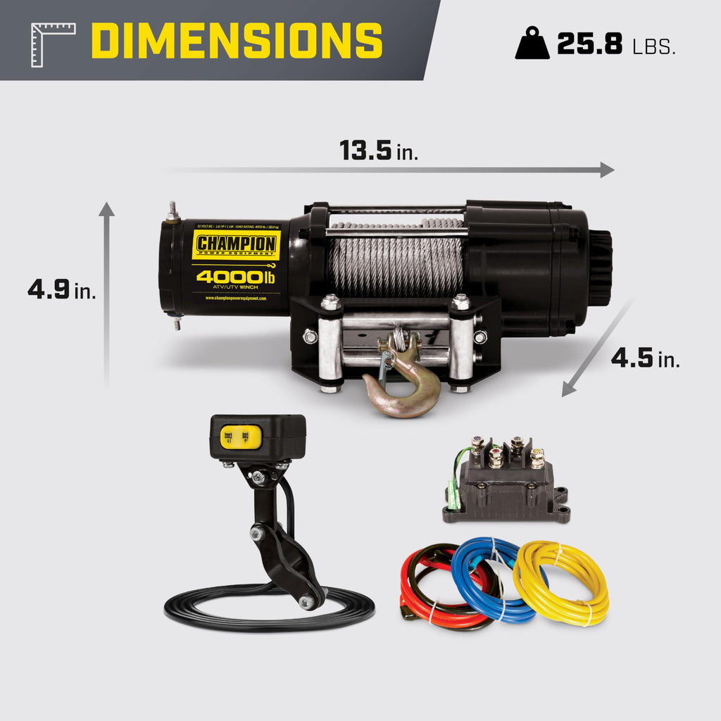 Champion Power Equipment 4000-lb. ATV/UTV Winch Kit with Mini-Rocker