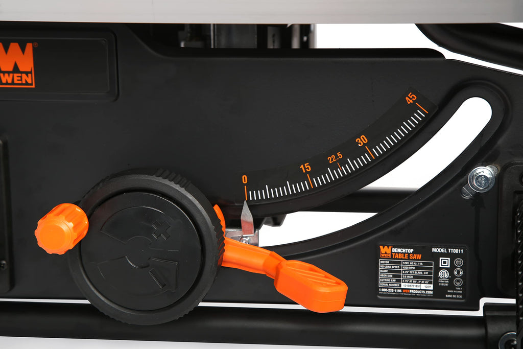 WEN TT0811 11-Amp 8.25-Inch Compact Benchtop Jobsite Table Saw, Black
