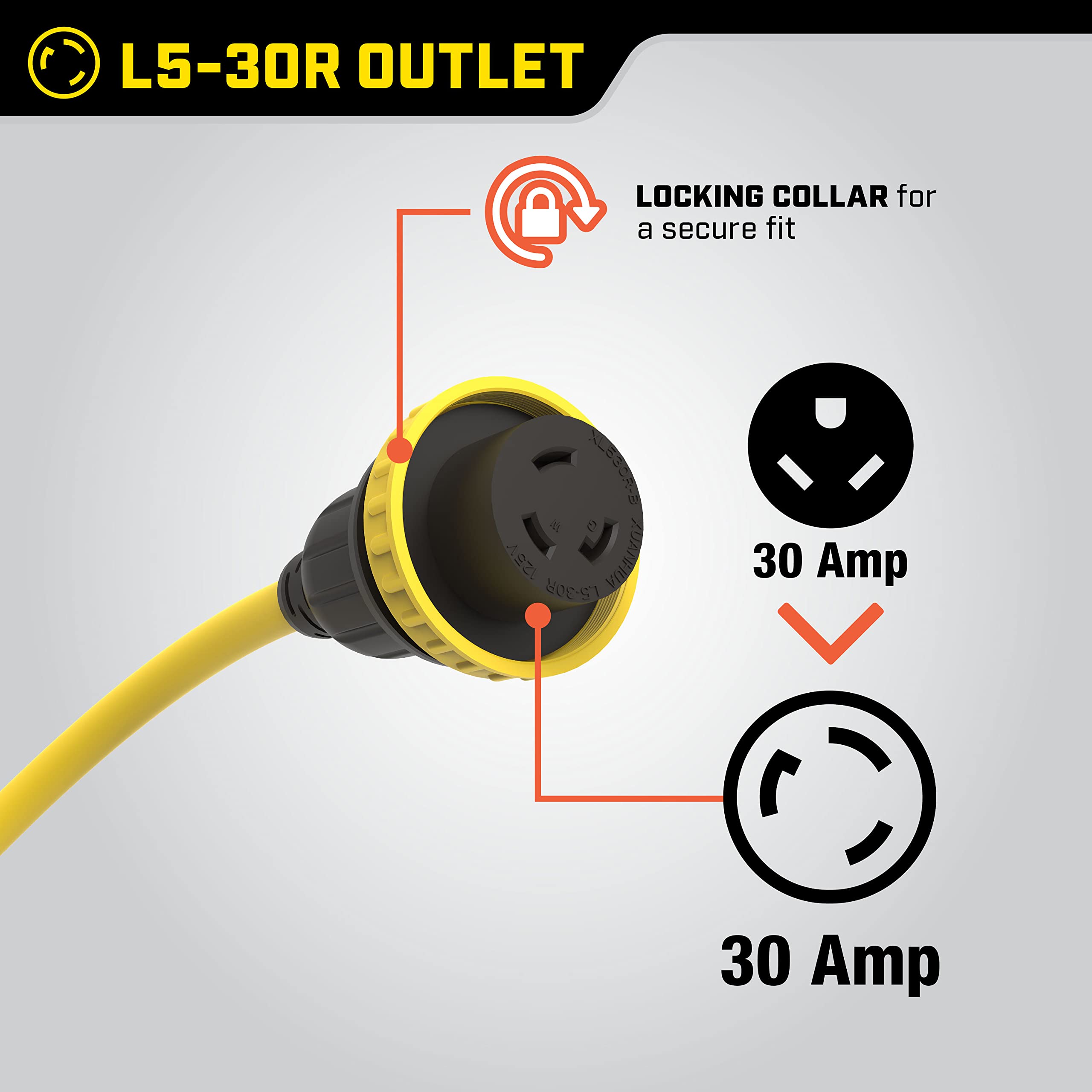 Champion Power Equipment 30-Foot 30-Amp 125-Volt RV Generator Power Cord, (TT-30P to L5-30R)