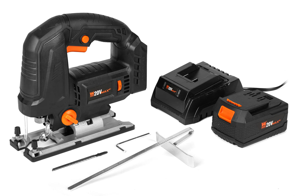 WEN Cordless Jigsaw, Variable Speed with 20V Max 2.0 Ah Lithium Ion Battery and Charger (20661)