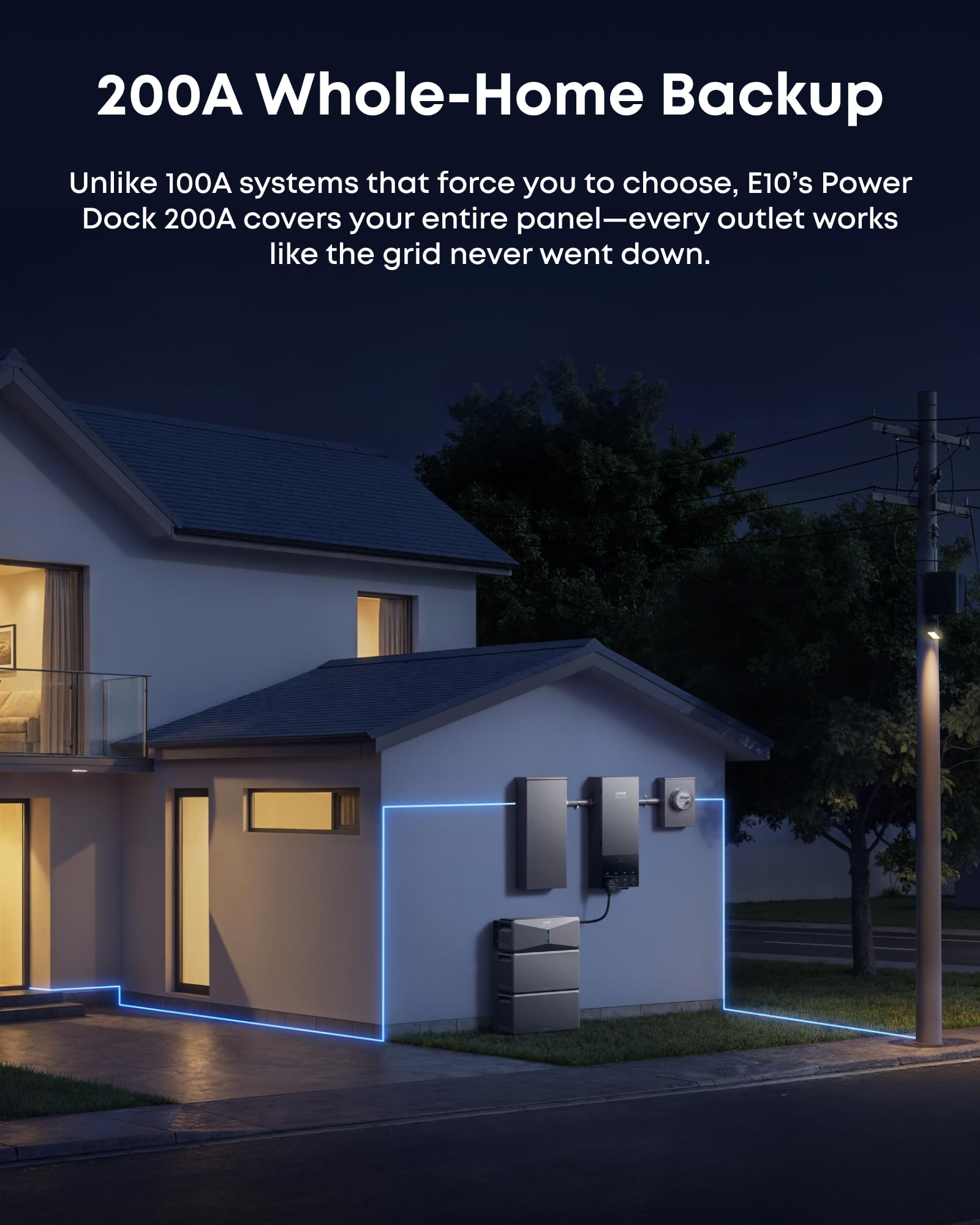 Anker SOLIX E10, 6kWh Battery Expandable to 90kWh, 9kW Solar Input, 7.6kW Rated Output, Generator-Ready, NEMA 4, -4°F to 131°F, Up to 12-Month 0% APR