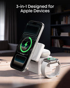 Anker 3-in-1 Cube Wireless Charger, MagSafe Charging Stand, 15W Foldable Fast Charging Station for iPhone 17/16/15, Apple Watch 1-8/Ultra, AirPods (Adapter Included, Non-Battery)
