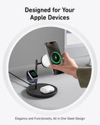 Anker MagSafe Charger Stand Compatible, iPhone 17 MagGo 3 in 1 Wireless Charging Station,Qi2 Certified 15W Wireless Charger, Desk Accessory, for iPhone 16/15/14/13 Series Apple Watch, AirPods