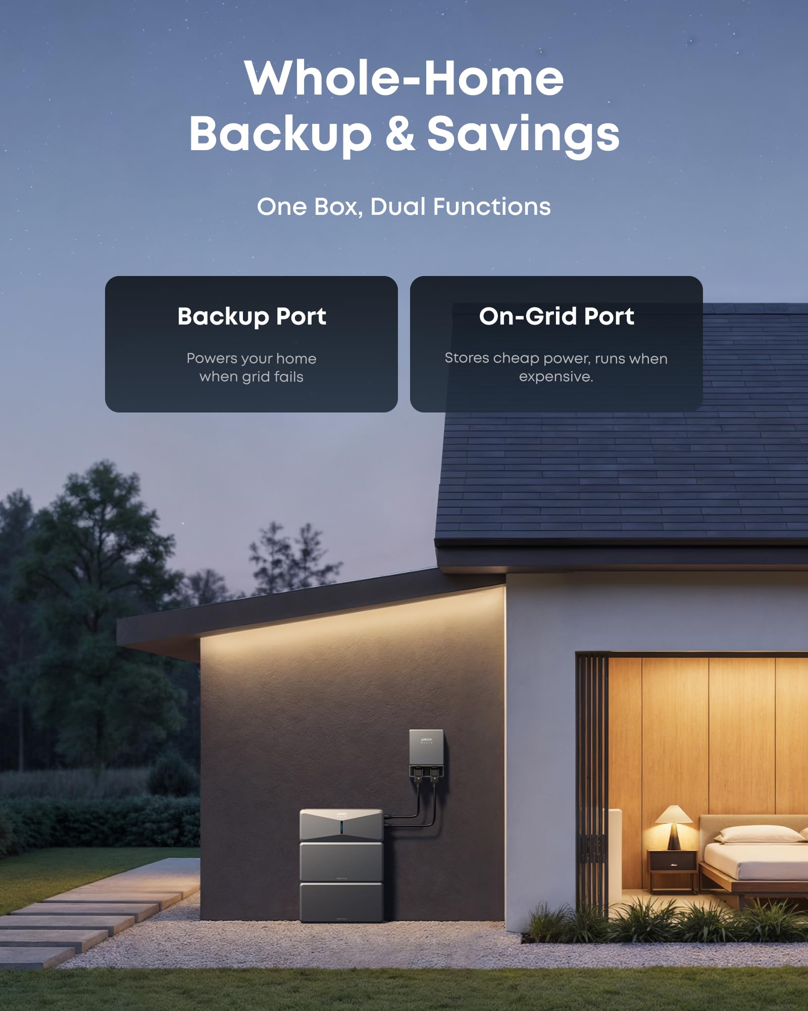 Anker SOLIX Smart Inlet Box, Manual Whole-Home Backup with Smart Daily Savings for E10, Reduce Up to 80% Bills, NEMA 3R Weatherproof, Plug & Play, Storm Guard Mode