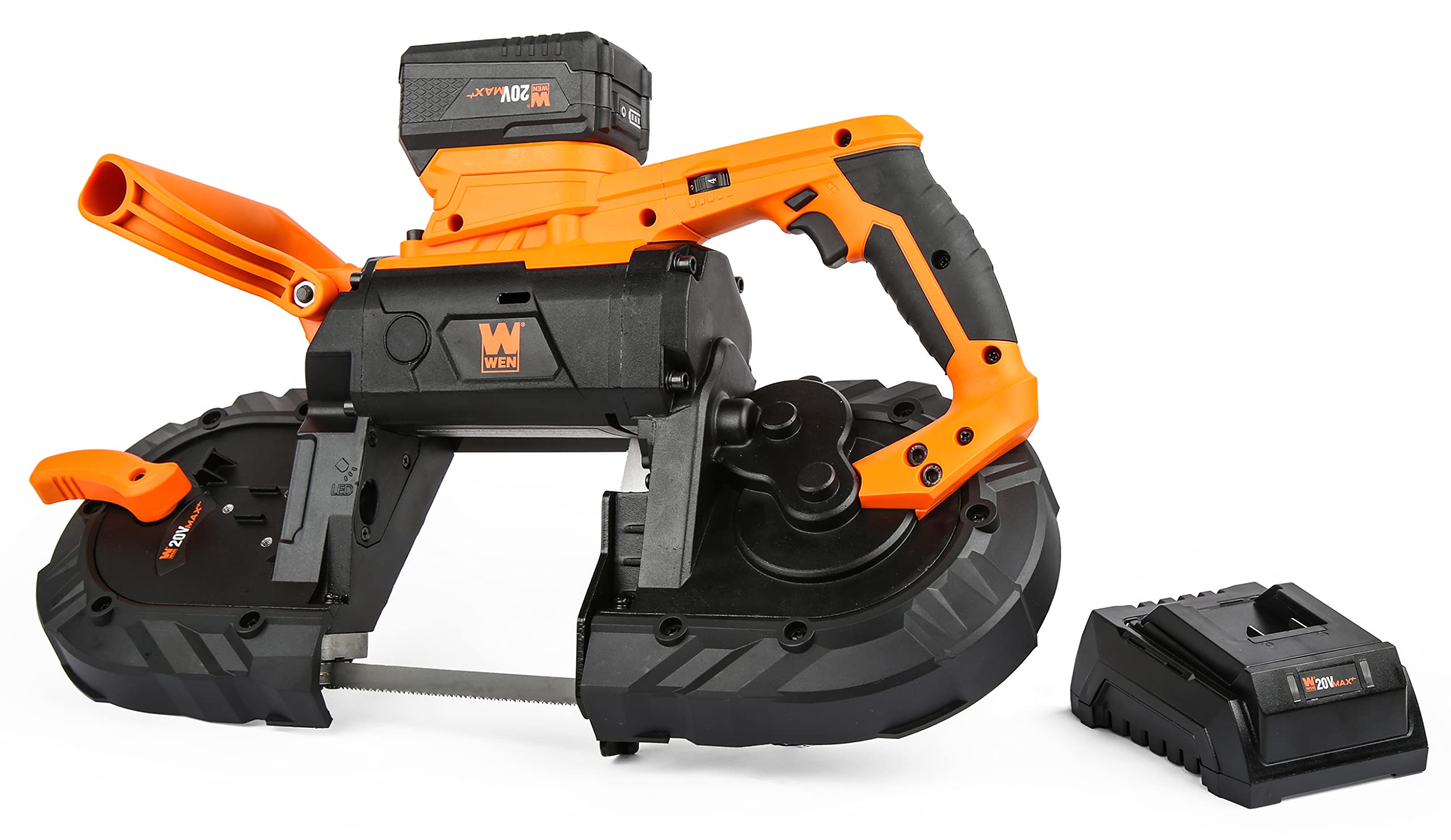 WEN Portable Band Saw for Metal, 10-Amp, Variable Speed, Handheld (94396)