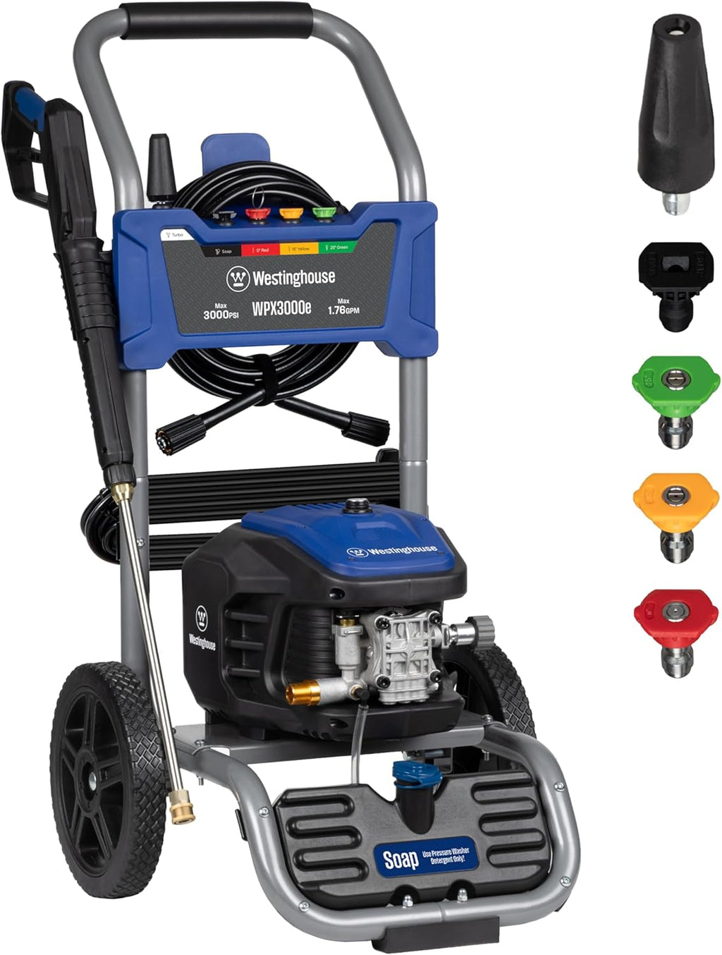 Westinghouse WPX2700 Gas Pressure Washer, 2700 PSI and 2.3 GPM, Onboard Soap Tank, Spray Gun and Wand, 5 Nozzle Set, for Cars/Fences/Driveways/Homes/Patios/Furniture