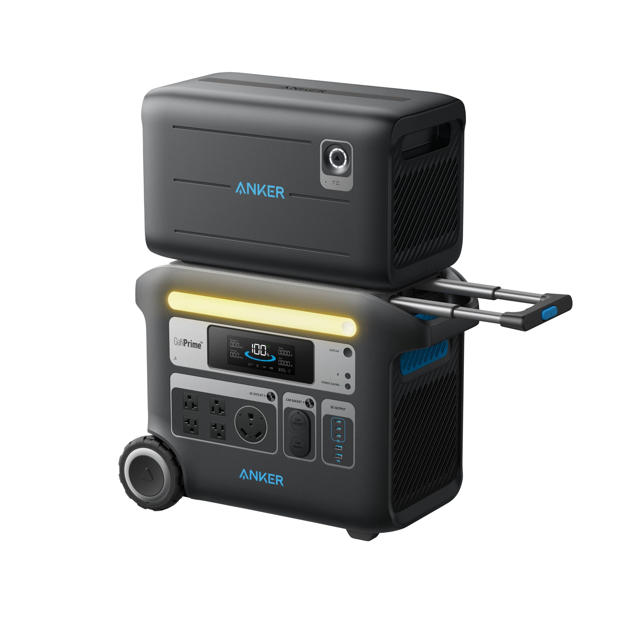 Anker SOLIX F2000 Portable Power Station, Powerhouse 767, 2048Wh GaNPrime Solar Generator with 100W Solar Panel, LiFePO4 Batteries, 4 AC Outlets Up to 2400W for Home, Power Outage, Outdoor Camping