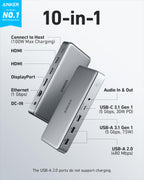 Anker Prime Docking Station (DL7400), 14-Port Triple Display with DisplayLink, 140W Max, Smart Display, Triple 4K 60Hz, Cooling Fan, for Windows Laptops (The Latest DisplayLink Driver Must Installed)