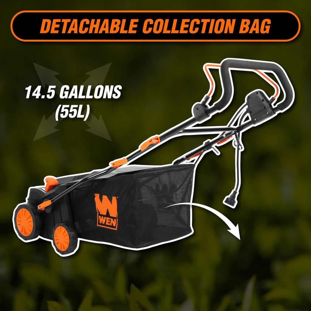 WEN 15-Inch 13-Amp 2-in-1 Electric Dethatcher and Scarifier with 12-Gallon Collection Bag (DT1315)