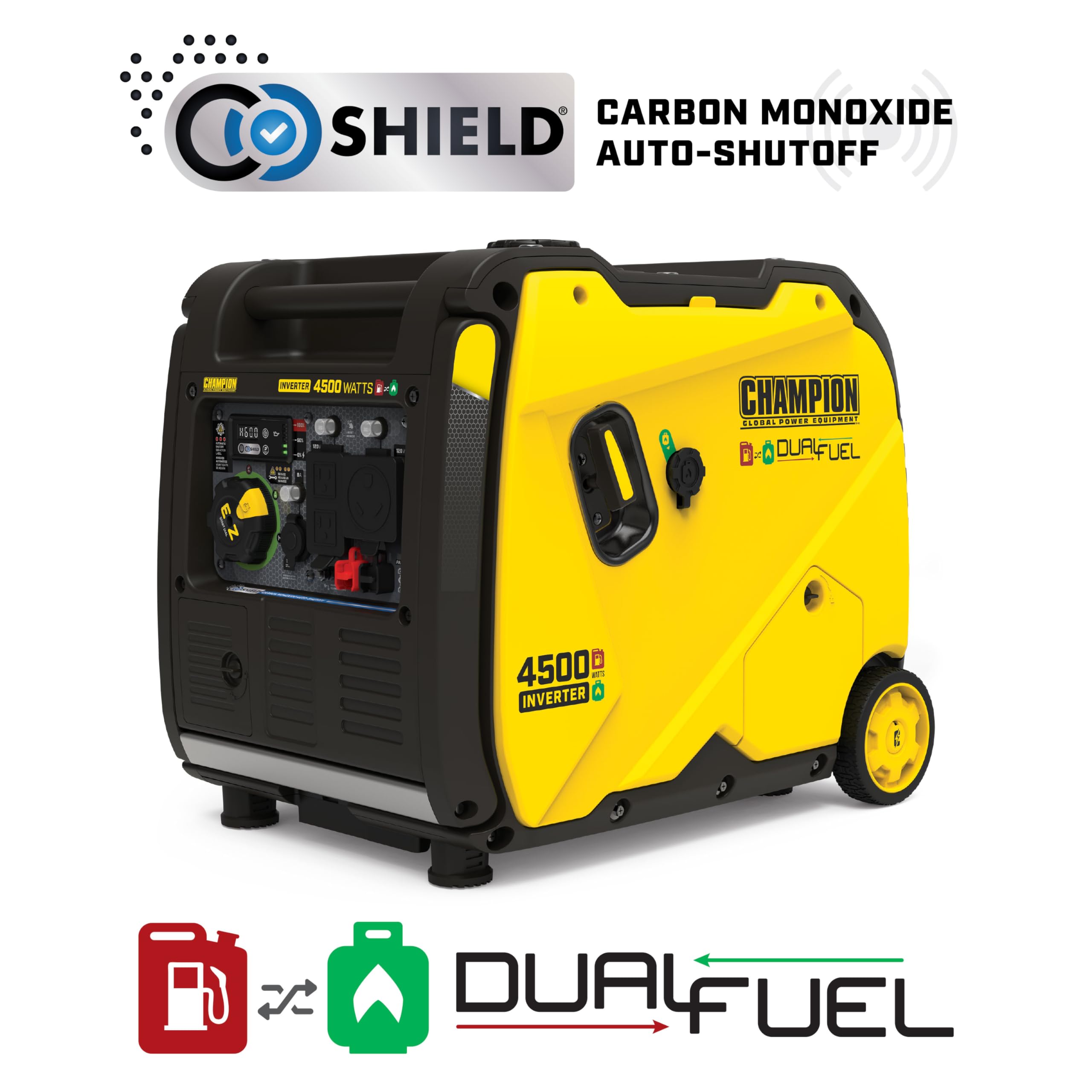 Champion Power Equipment 4500-Watt Electric Start Dual Fuel RV Ready Portable Inverter Generator with Quiet Technology and Free 3-Year Warranty
