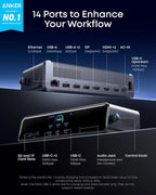 Anker Docking Station (DL6350), 10-Port Triple Display with Displaylink, Docking Station with Dual HDMI and DisplayPort for Windows Laptops, MacBook Air/Pro and More