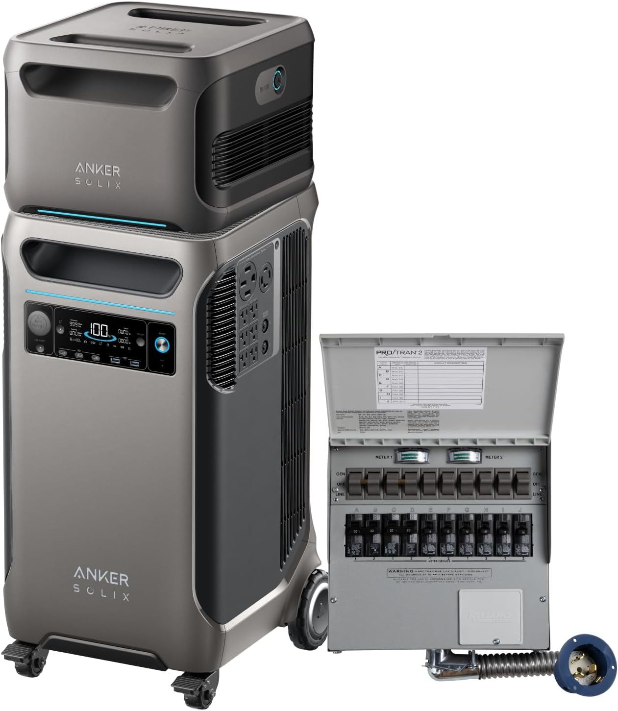 Anker SOLIX F3800 Portable Power Station with 2× 200W Solar Panels, 3,840Wh LiFePO4 Battery, 120V/240V 6,000W AC Output, Solar Generator for Home Use, RVs, Emergencies, Outages, and Outdoor Camping
