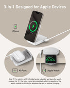 Anker MagGo 3 in 1 iPhone 17 Charging Station, MagSafe-Compatible Wireless Charger Stand, Qi2 Certified 15W Foldable Charger for iPhone 17/16/15/14/13/12, AirPods, Apple Watch Ultra(Adapter Included)