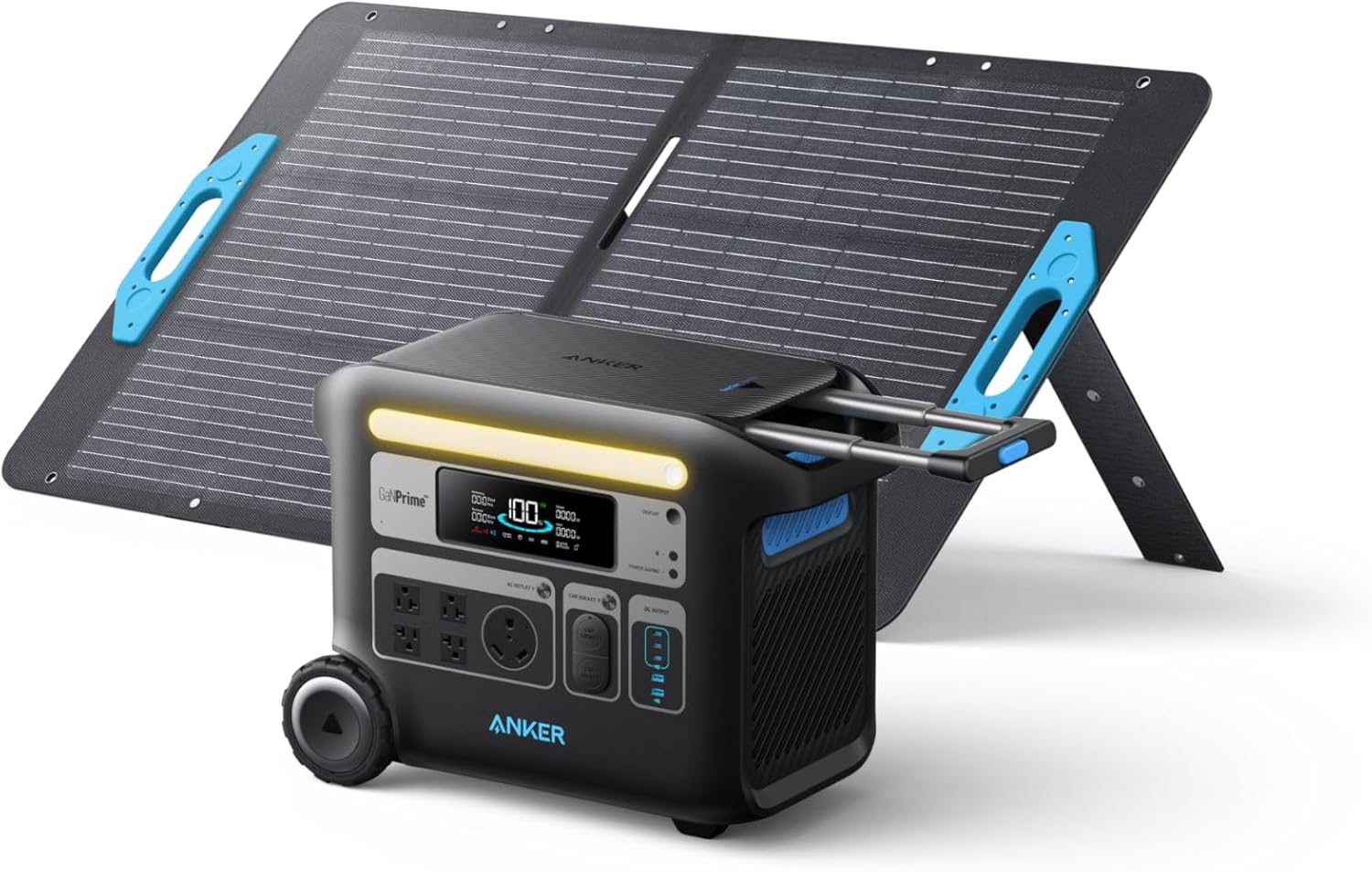 Anker SOLIX F2000 Solar Generator, 2048Wh Portable Power Station with LiFePO4 Batteries and 400W Solar Panel, GaNPrime Technology, 4 AC Outlets Up to 2400W for Home, Power Outages, Camping, and RVs