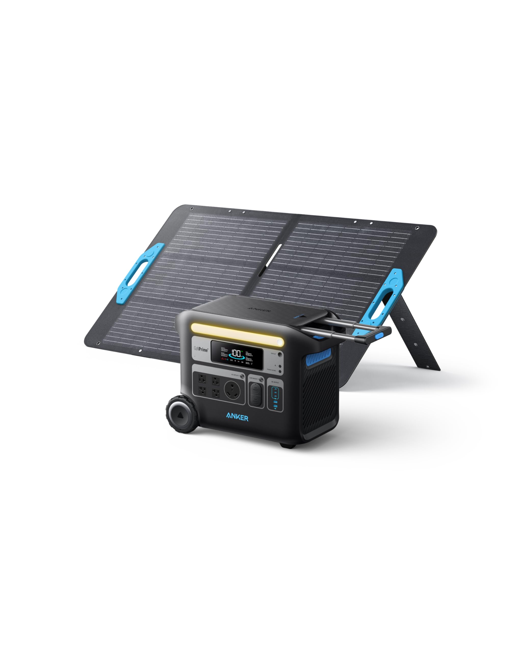 Anker SOLIX F2000 Portable Power Station, Powerhouse 767, 2048Wh GaNPrime Solar Generator with 100W Solar Panel, LiFePO4 Batteries, 4 AC Outlets Up to 2400W for Home, Power Outage, Outdoor Camping