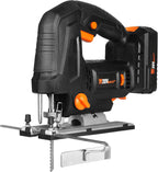 WEN Cordless Jigsaw, Brushless with Variable Speed, 20V Max 4.0 Ah Lithium Ion Battery and Charger (20667)