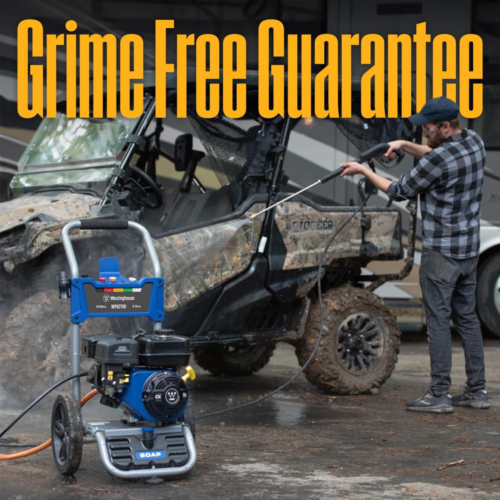 Westinghouse WPX3200 Gas Pressure Washer, 3200 PSI and 2.5 GPM, Onboard Soap Tank, Spray Gun and Wand, 5 Nozzle Set, for Cars/Fences/Driveways/Homes/Patios/Furniture