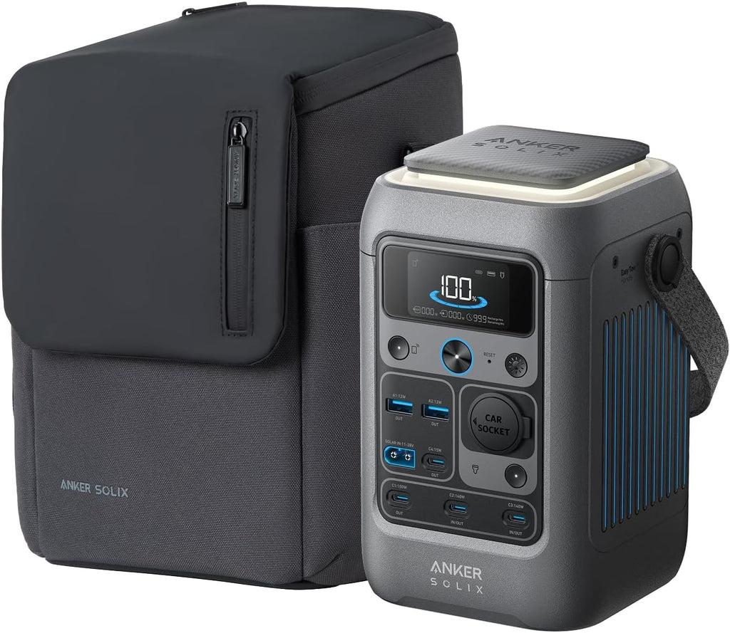 Anker SOLIX C200 DC Power Bank Station and 60W Solar Panel, 192Wh Portable Power Station, LiFePO4 Battery, 200W Solar Generator, For Outdoor, Camping, Traveling, and Emergencies