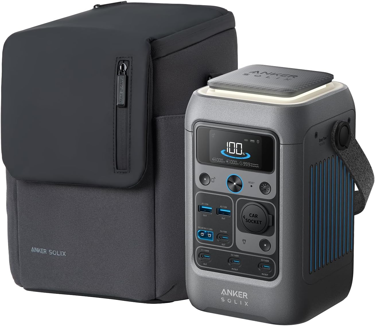 Anker SOLIX C200 DC Power Bank Station and 60W Solar Panel, 192Wh Portable Power Station, LiFePO4 Battery, 200W Solar Generator, For Outdoor, Camping, Traveling, and Emergencies