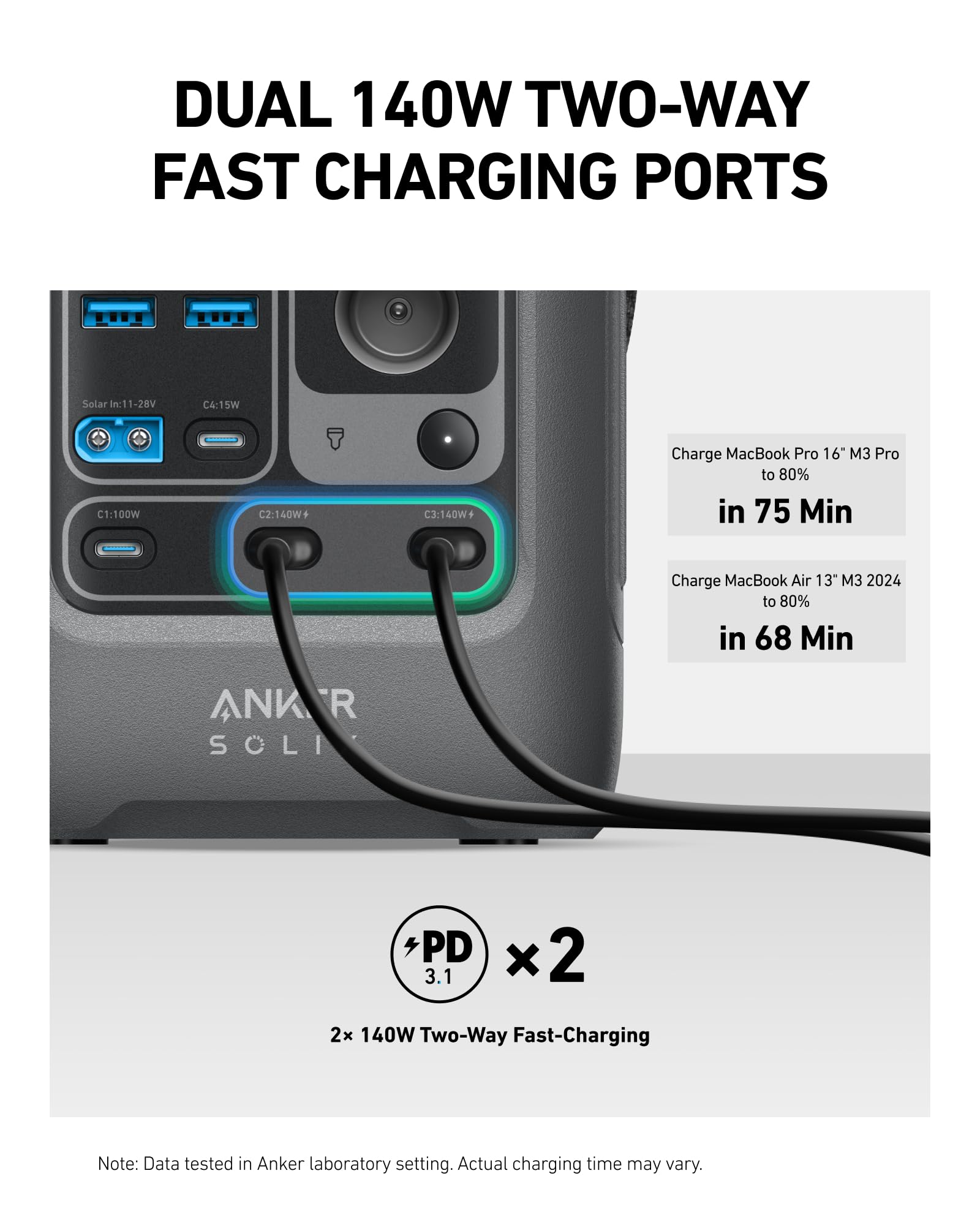 Anker SOLIX C300 DC Power Bank Station and 60W Solar Panel, 288Wh Portable Power Station, LiFePO4 Battery, 300W Solar Generator, for Outdoor, Camping, Traveling, and Emergencies