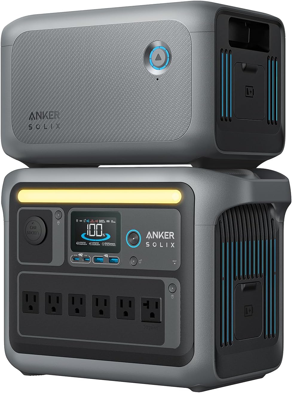 Anker SOLIX C1000 Portable Power Station with 400W Solar Panel, 1800W Solar Generator, 1056wh LFP (LiFePO4) Battery, 6 AC Outlets, Up to 2400W for Home, Power Outages, and Outdoor Camping