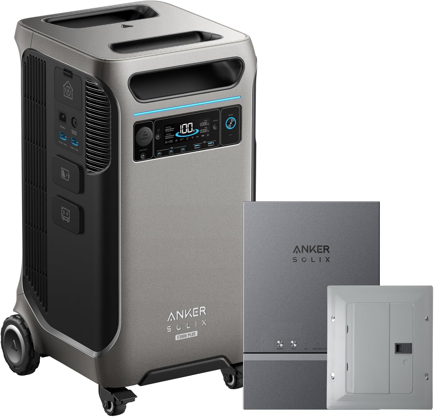 Anker SOLIX F3800 Plus Portable Power Station (2025 NEW) and BP3800 Expansion Battery, 7.68kWh, 3,200W Solar Input, Generators for Home Use, Works with Generator, For Power Outage and Emergencies