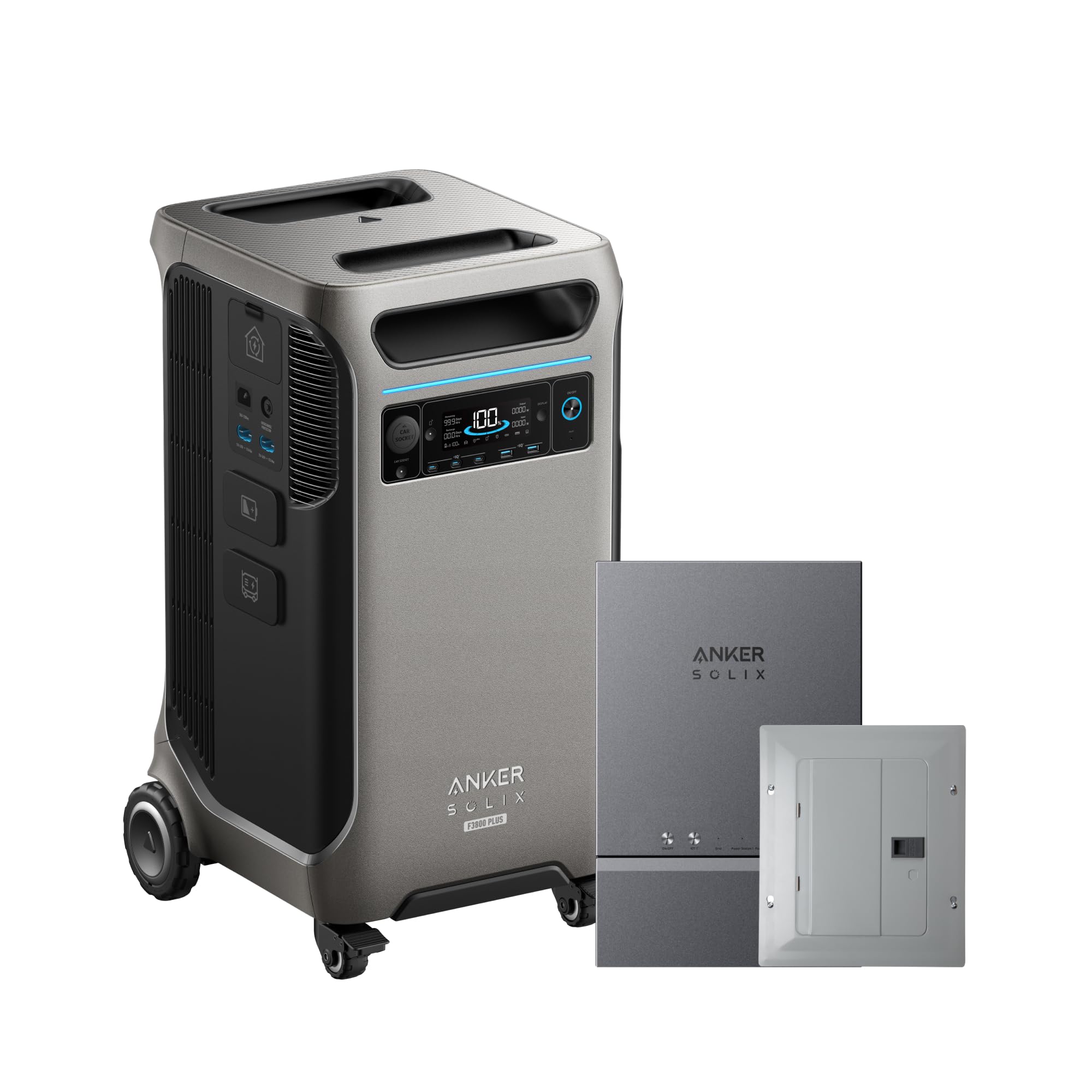 Anker SOLIX F3800 Plus Portable Power Station with Home Power Panel, 3840Wh, 6000W AC Output, 120V/240V, Generators for Home Use, Instant Backup, Works with Generator, For Power Outage and Emergencies