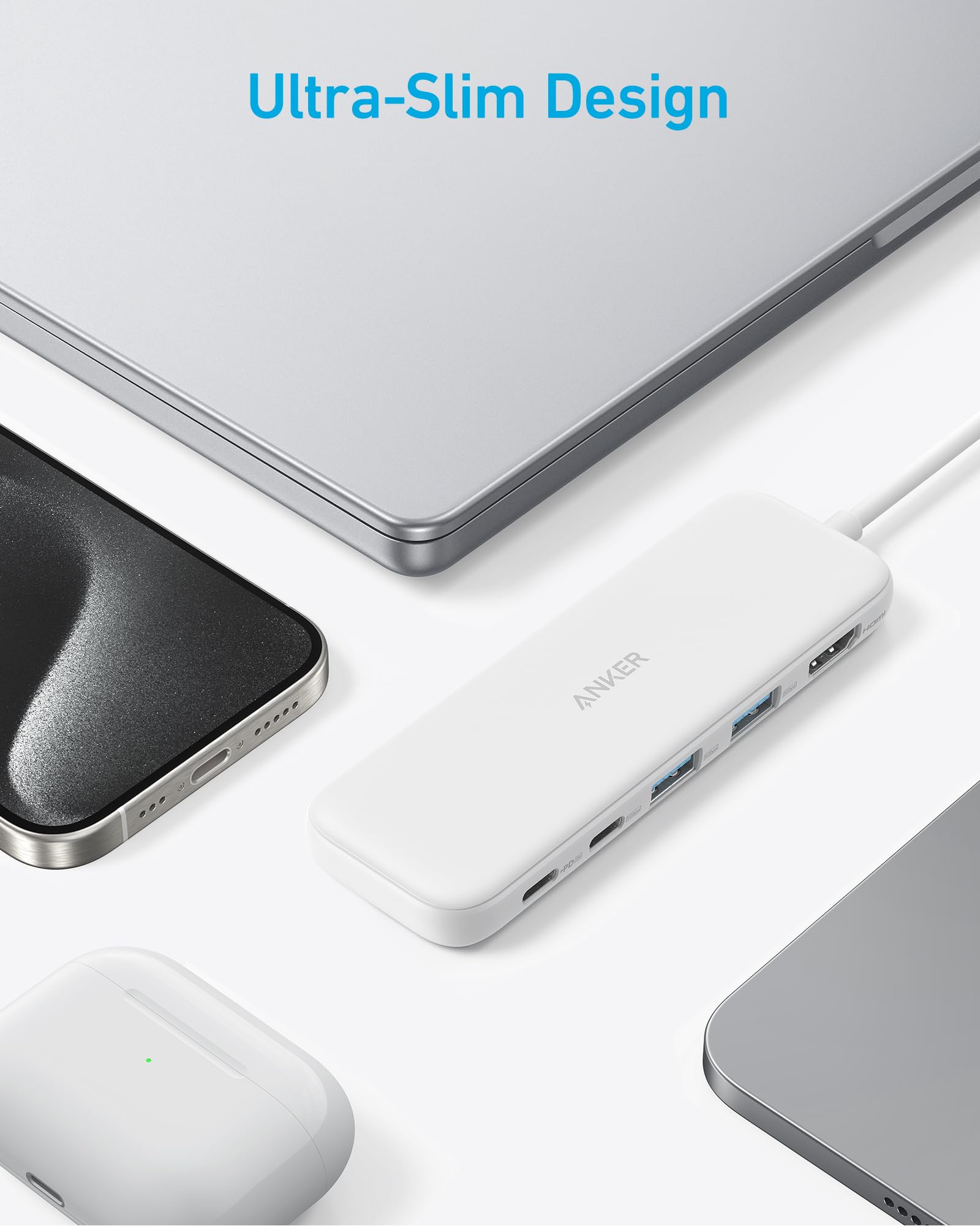 Anker USB C Hub, 5-in-1 USBC to HDMI Splitter with 4K Display, 1 x Powered USB-C 5Gbps & 2×Powered USB-A 3.0 5Gbps Data Ports for MacBook Pro, MacBook Air, Dell and More