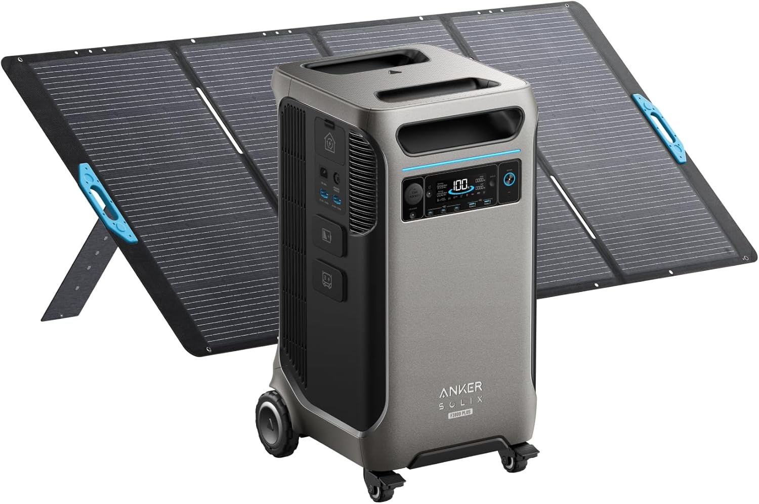 Anker SOLIX F3800 Plus Portable Power Station and Transfer Switch Kit with 400W Solar Panel, 3,840Wh, 6000W AC Output, Generators for Home Use, Works with Generator, For Power Outages, and Emergencies