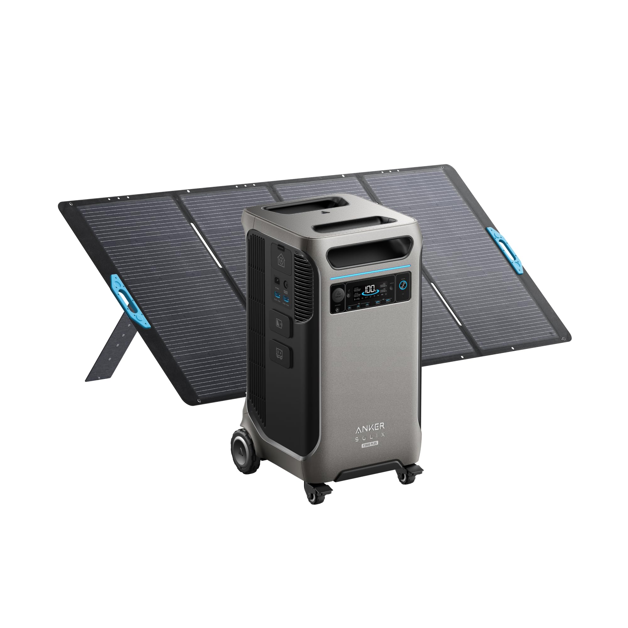 Anker SOLIX F3800 Plus Portable Power Station (Upgraded Version) with 400W Solar Panel, 3840Wh, 3,200W Solar Input, Generators for Home Use, Works with Generator, for Power Outages, and Emergencies