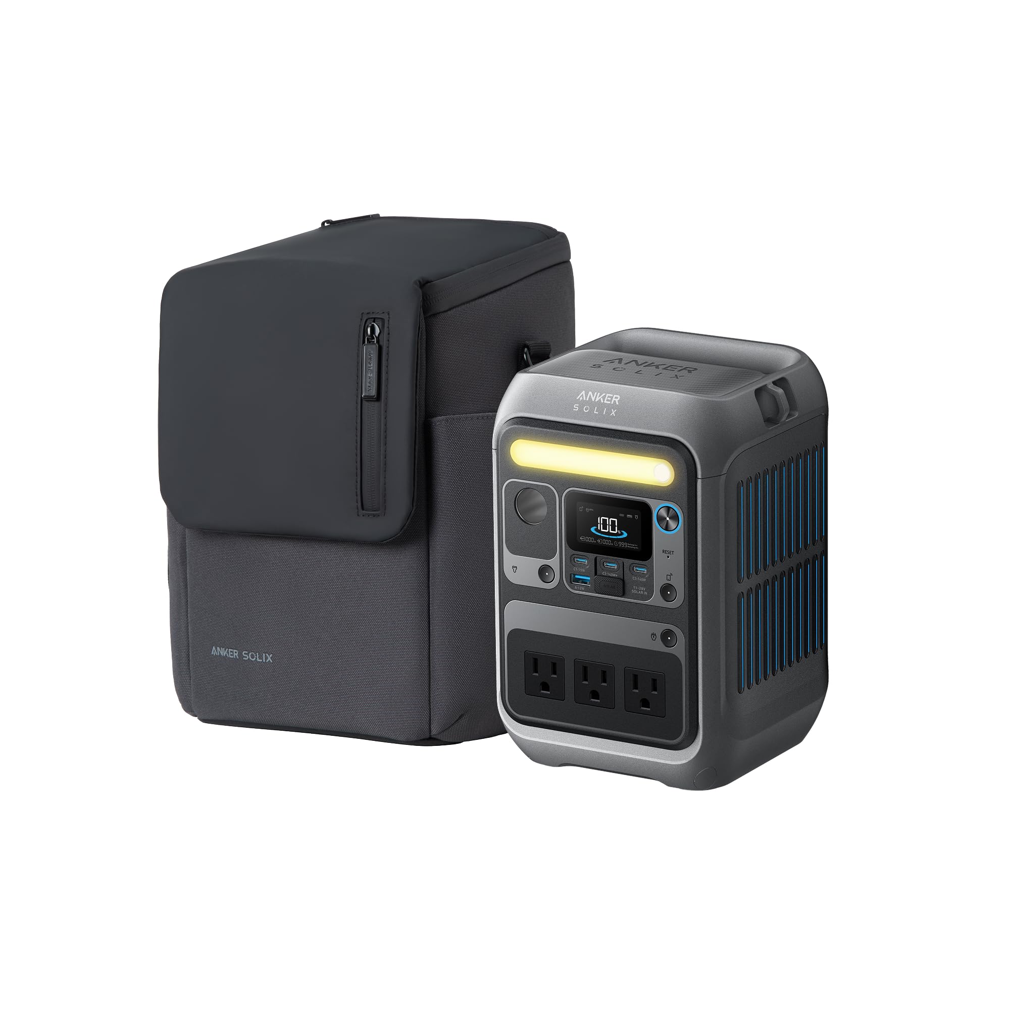 Anker Solar Generator SOLIX C300 with 60W Solar Panel, 288Wh Portable Power Station, 300W (600W Surge), LiFePO4 Battery, 140W Two-Way Fast Charging, for Outdoor Camping, Traveling, and Emergencies