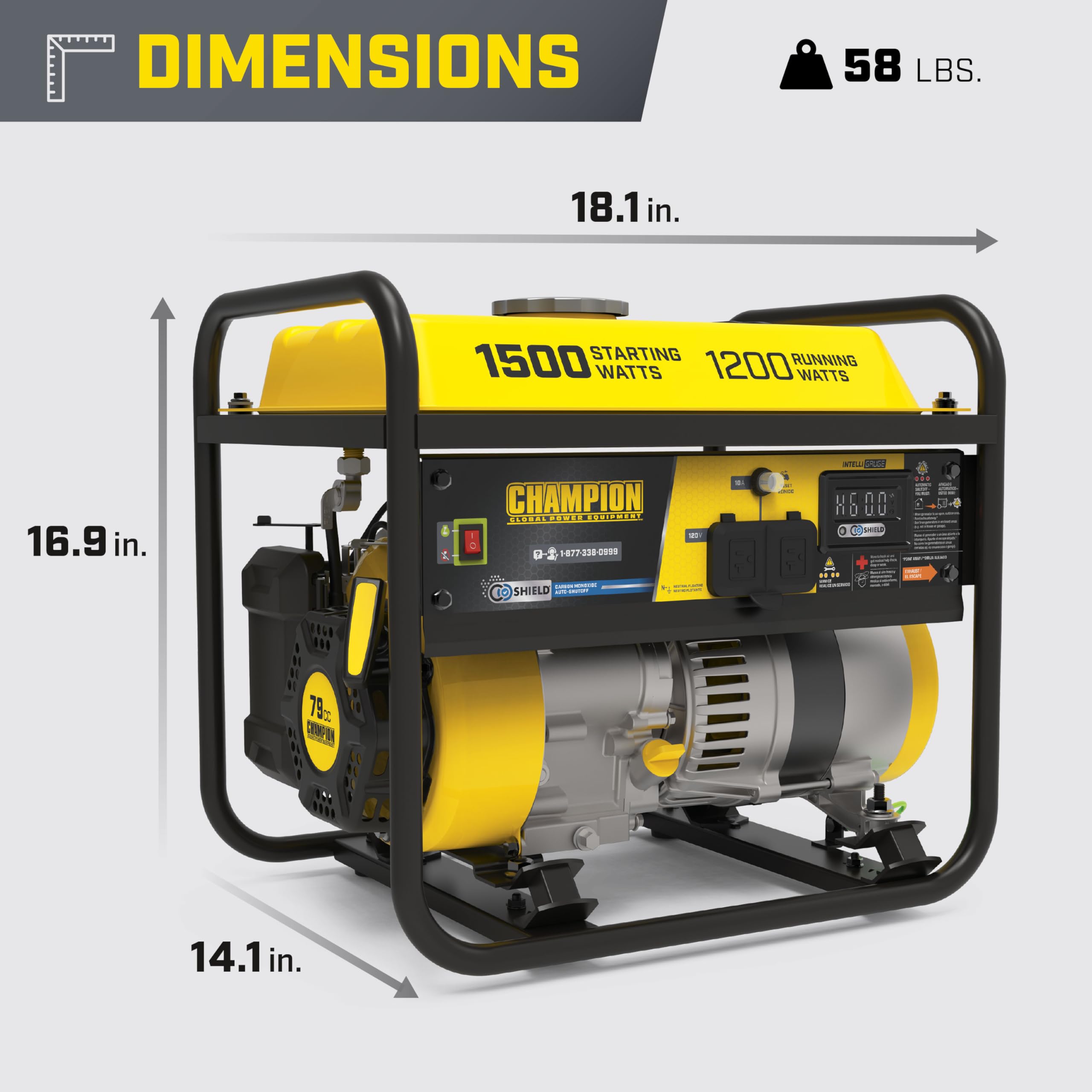 Champion Power Equipment 1500-Watt Portable Generator with Free 3-Year Warranty